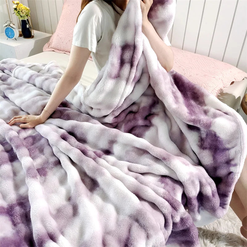 Luxury Gradient Faux Fur Throw Blanket