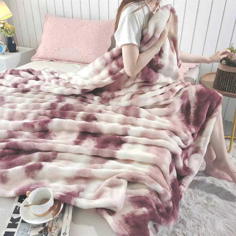 Luxury Gradient Faux Fur Throw Blanket