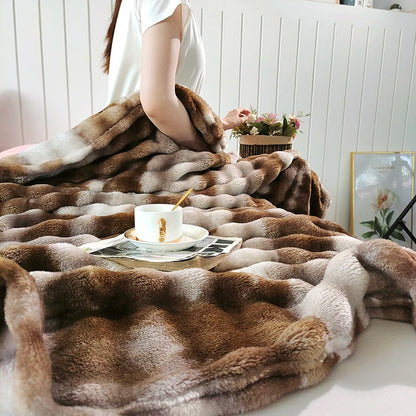 Luxury Gradient Faux Fur Throw Blanket