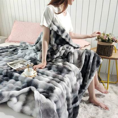 Luxury Gradient Faux Fur Throw Blanket