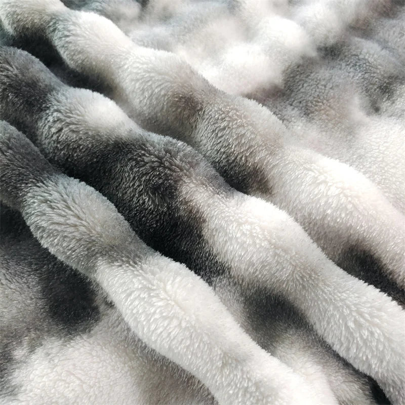 Luxury Gradient Faux Fur Throw Blanket