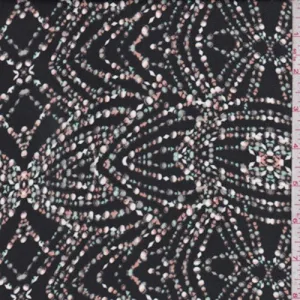 2 1/2 YD PC-Black/Seafoam/Peach Bead Print Charmeuse Fabric