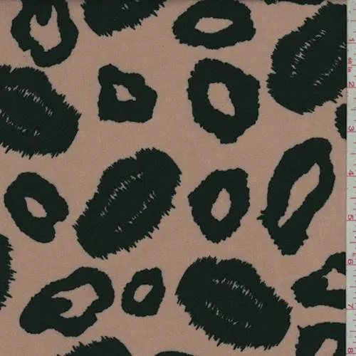 2 1/2 YD PC-Cocoa/Black Ikat Cheetah Rayon Challis Fabric