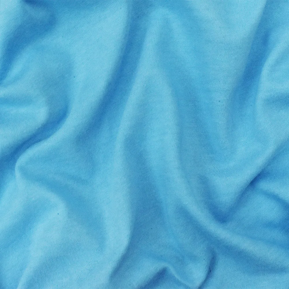 2 YD PC-Blue Organic Cotton Stretch Spandex Solid Jersey Knit Fabric