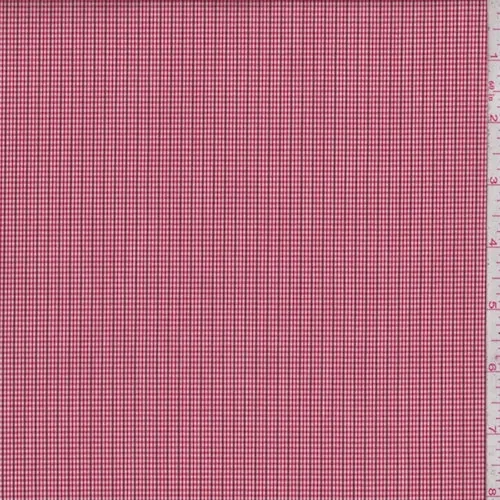 3 1/8 YD PC-Crimson/Maroon Micro Plaid Shirting Fabric