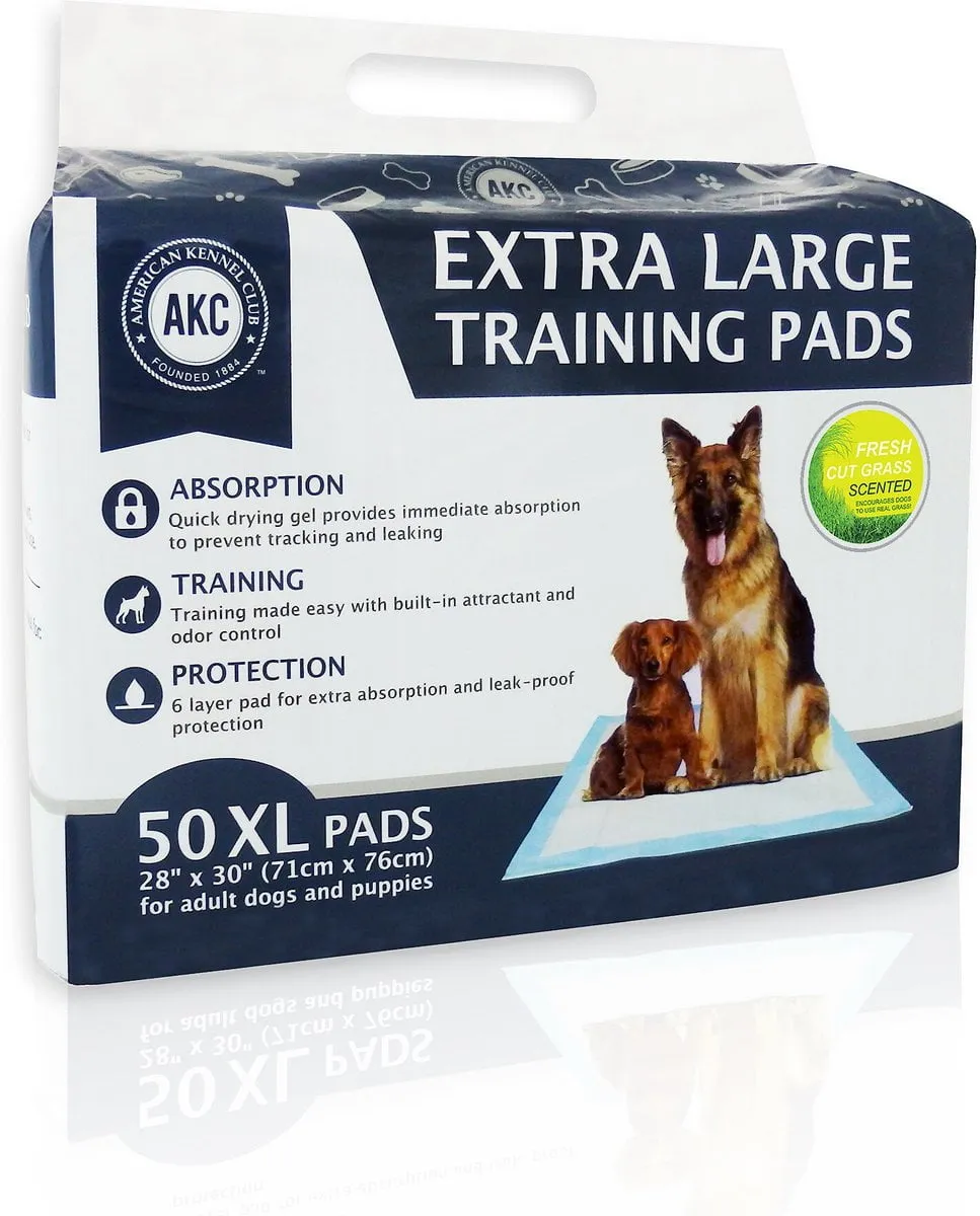 American Kennel Club AKC Ultra-Absorbent Fresh Cut Grass Scented Dog Training Pads, X-Large, 50 count