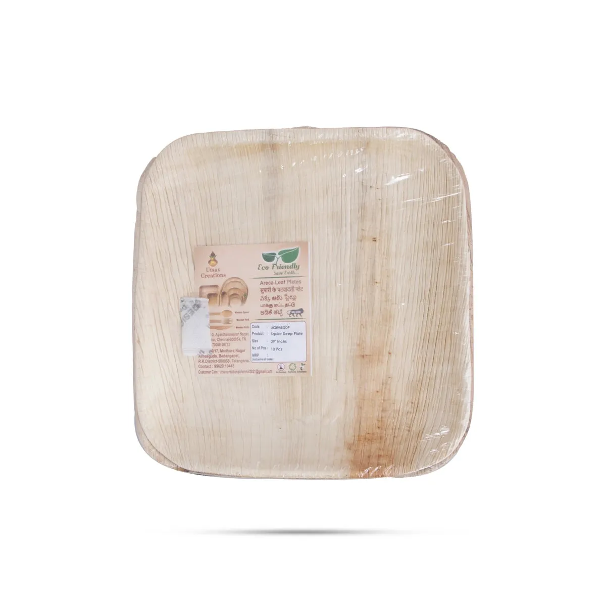 Areca Leaf Plate Set - 9 x 9 Inches | 10 Pcs/ Areca Palm Plates/ Square Shape Areca Plates