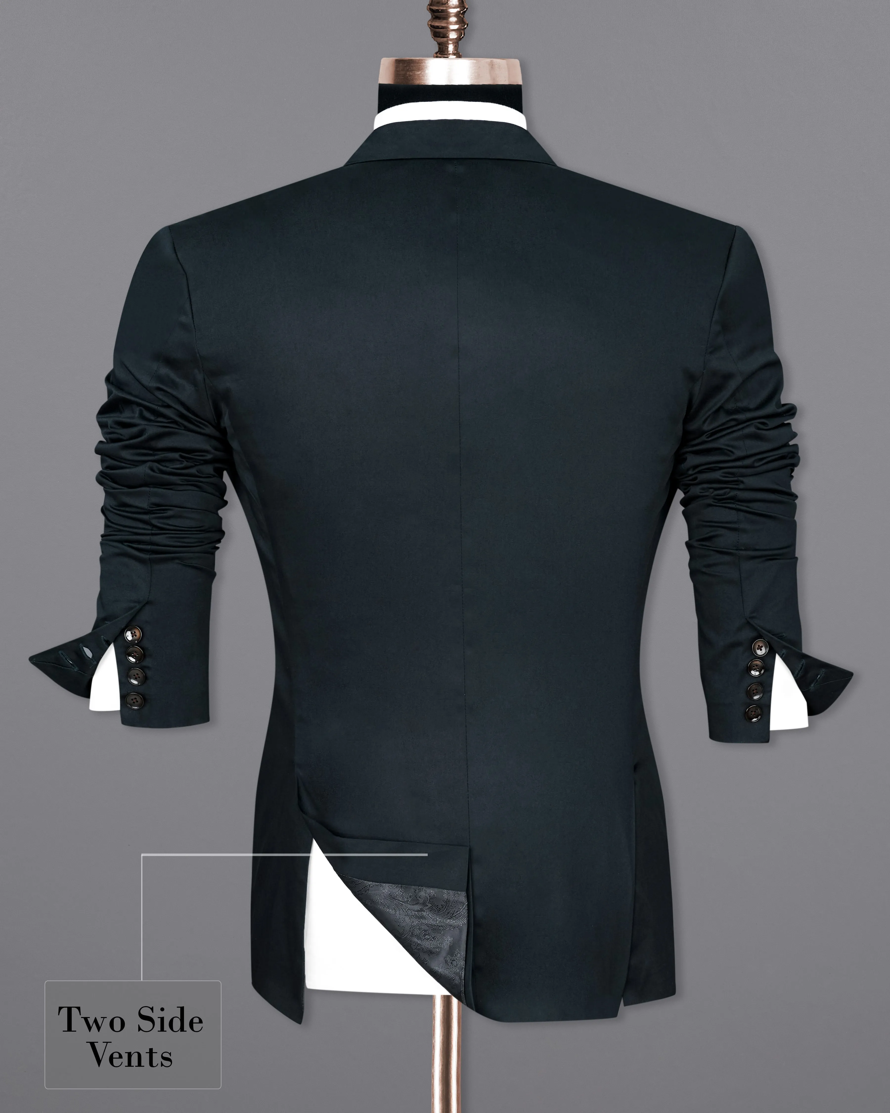 Baltic Sea Black Premium Cotton Double Breasted Designer Blazer