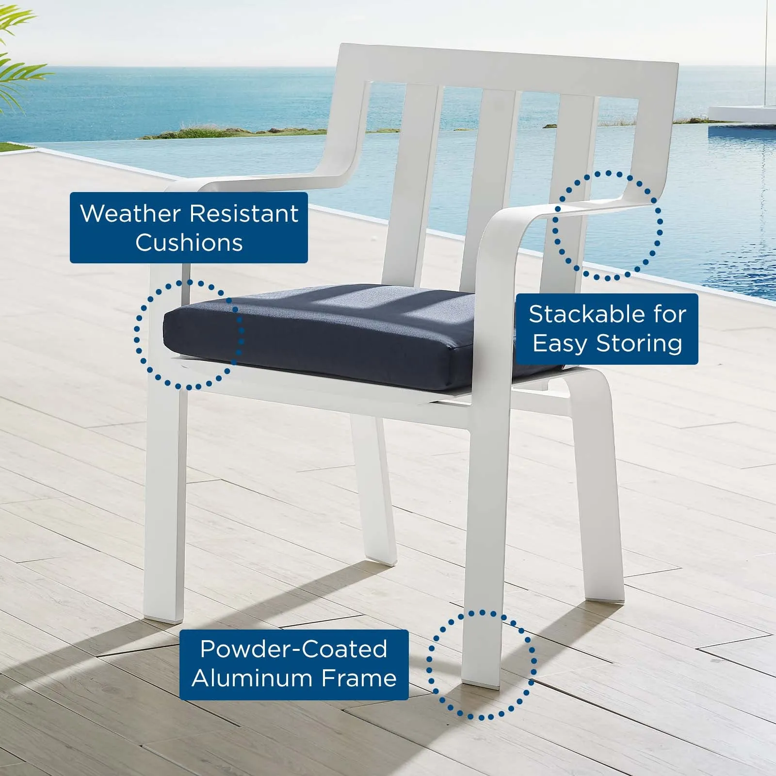 Baxley Stackable Outdoor Patio Aluminum Dining Armchair by Modway