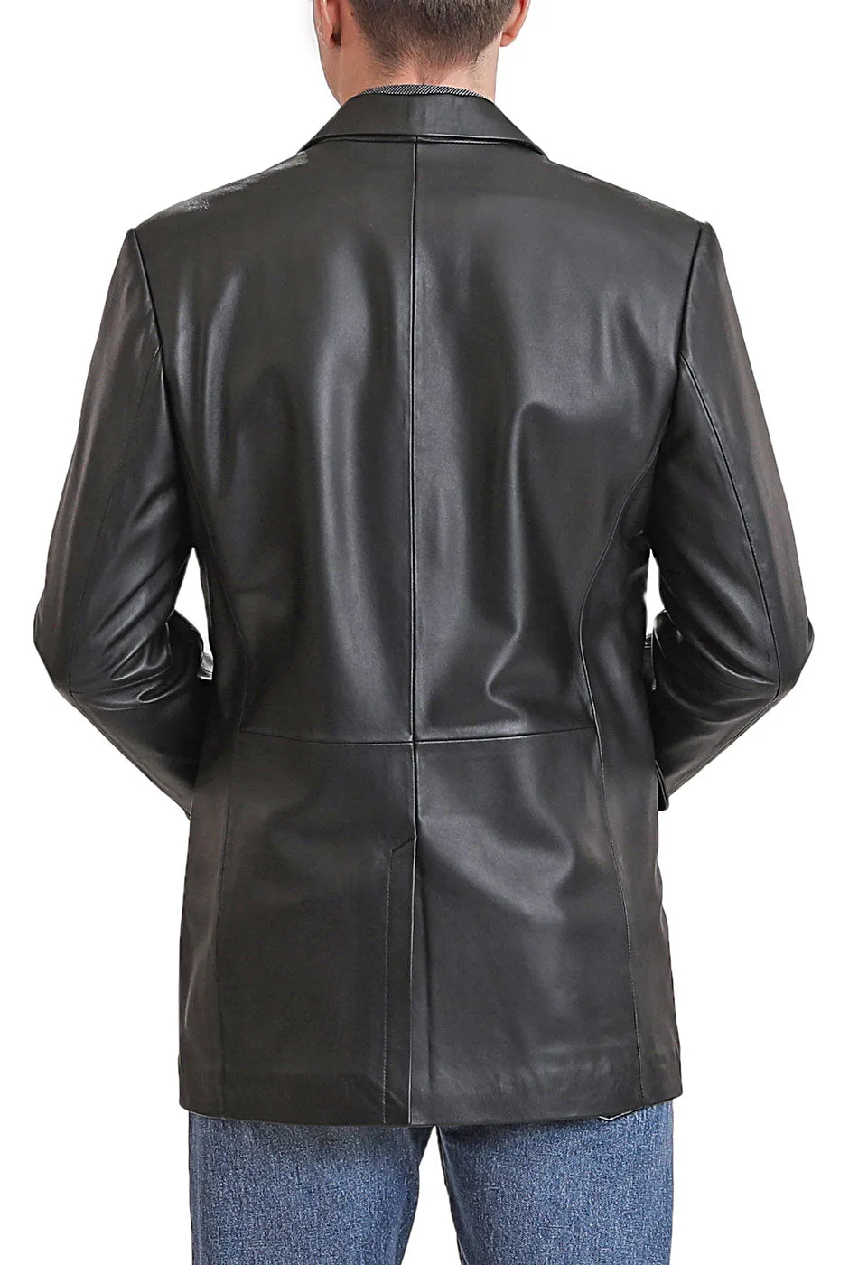 BGSD Men Nicholas One-Button Lambskin Leather Blazer