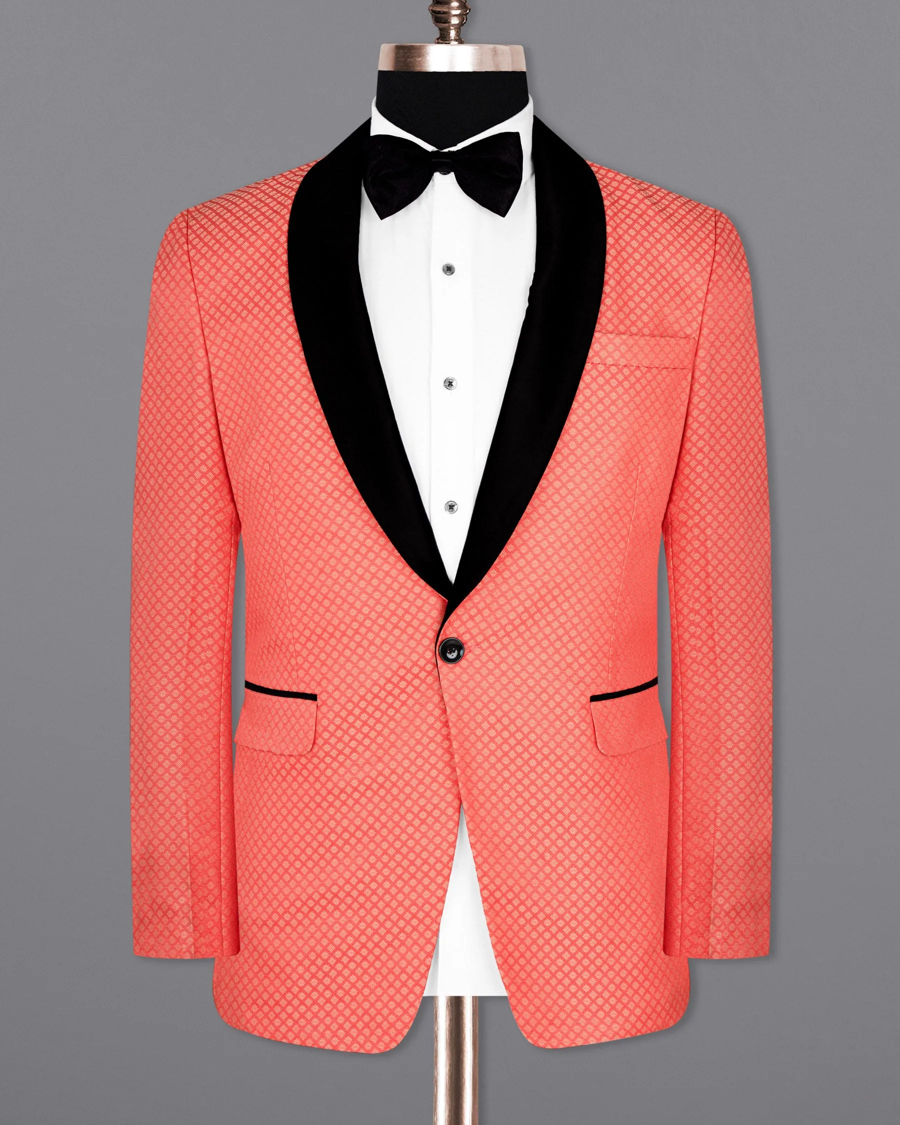 Bittersweet Pink Textured Designer Tuxedo Blazer