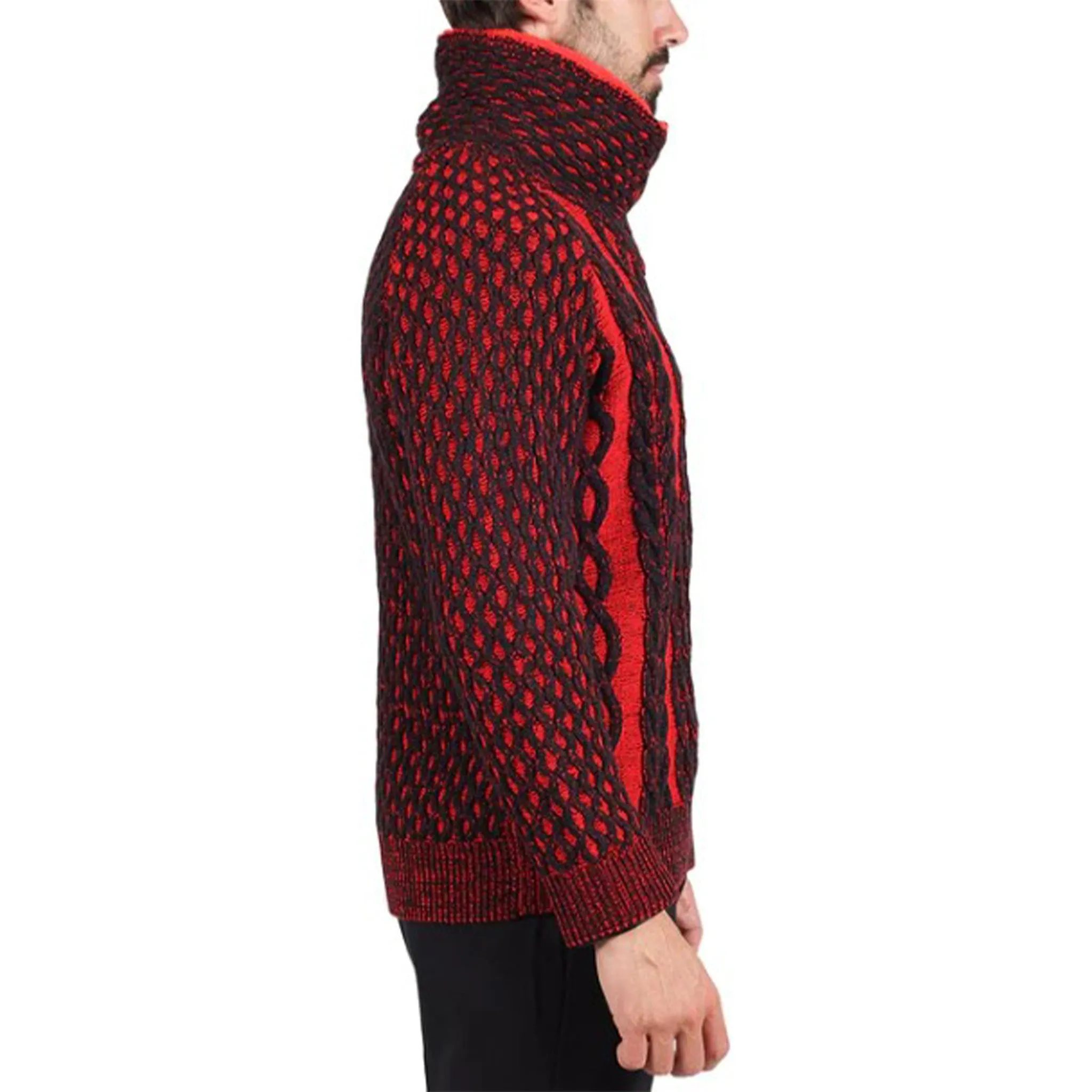 Black/Red Cowl Neck Men's Sweater