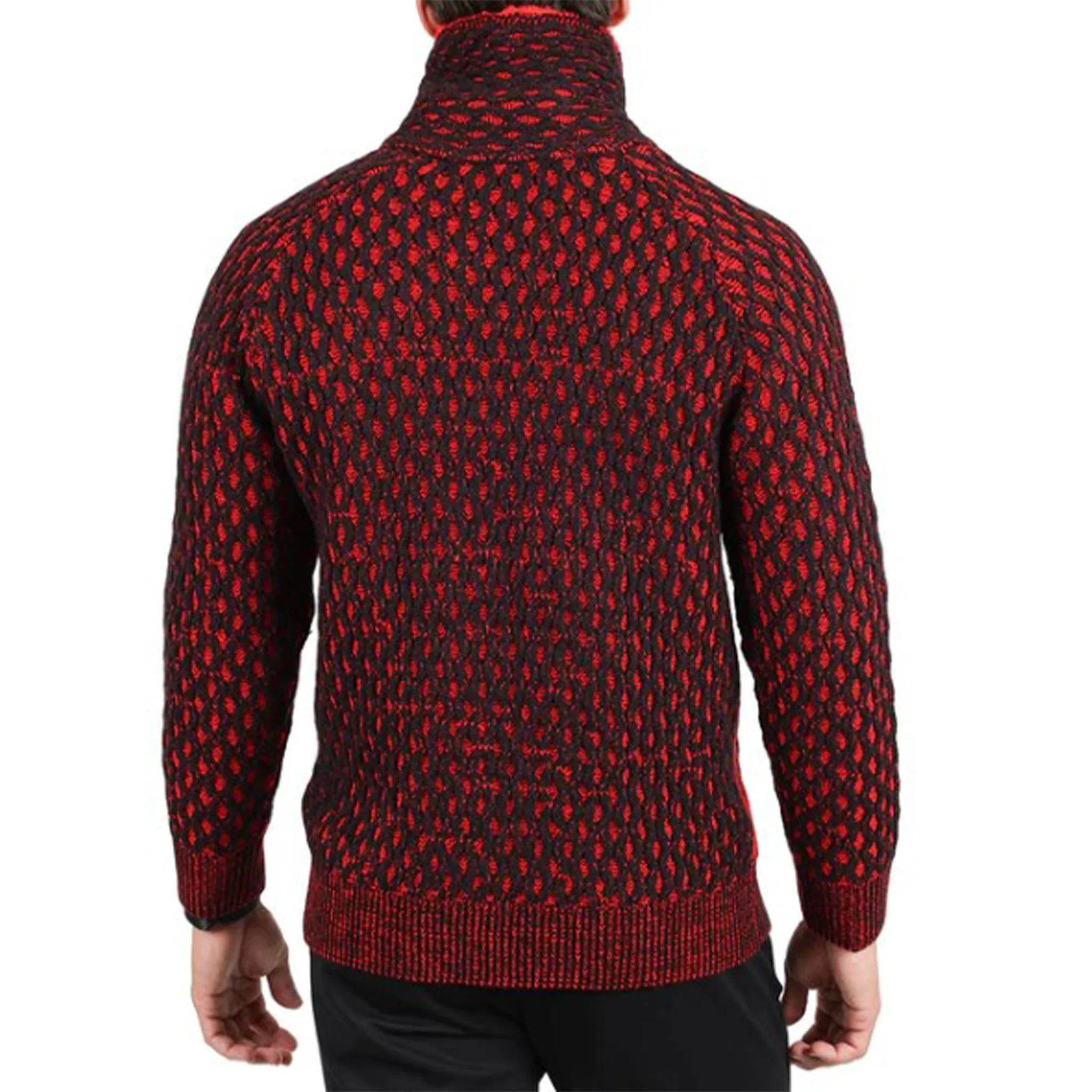 Black/Red Cowl Neck Men's Sweater