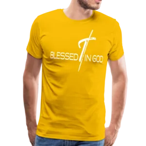 Blessed in God Graphic Text Mens T-Shirt