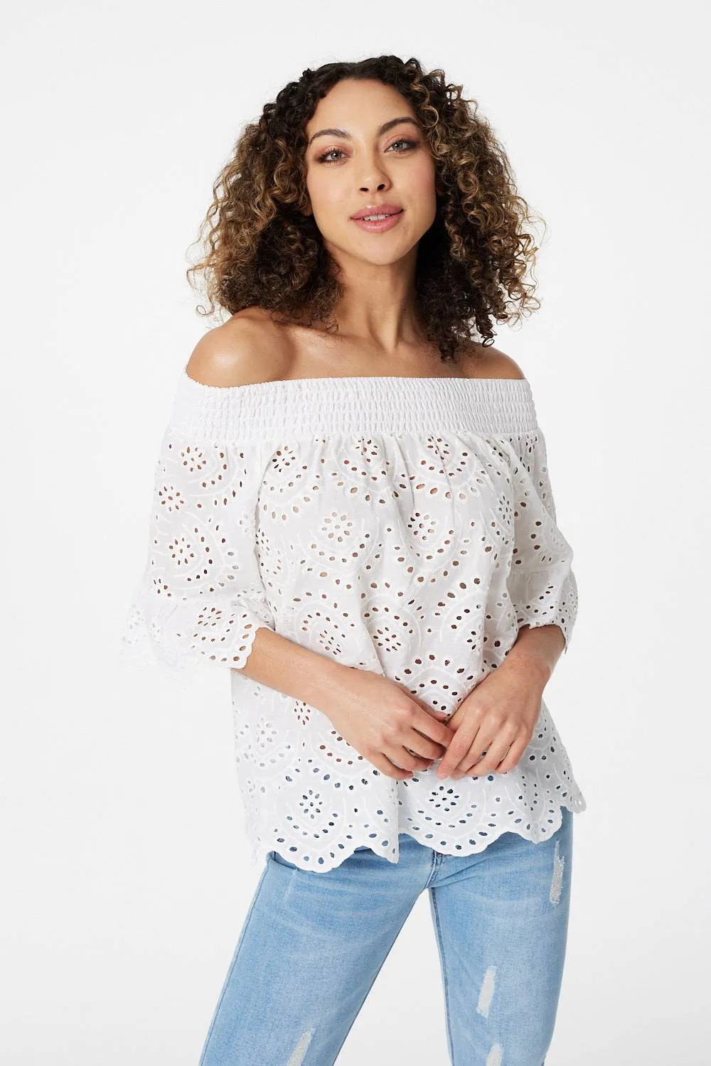 Broderie Anglaise Bardot Blouse