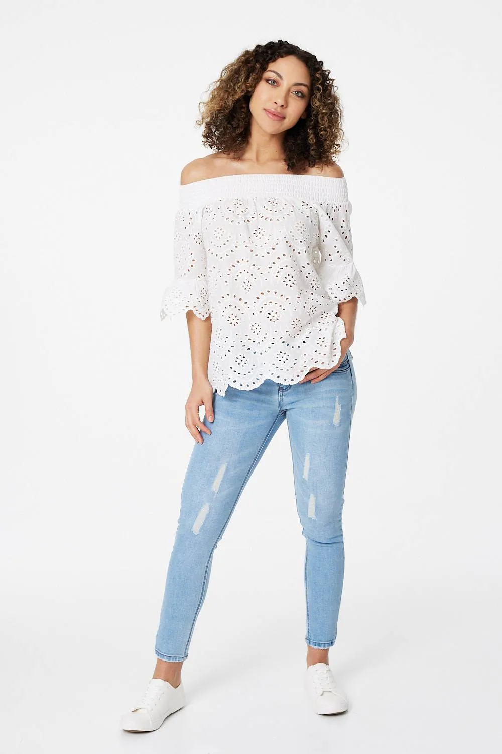 Broderie Anglaise Bardot Blouse