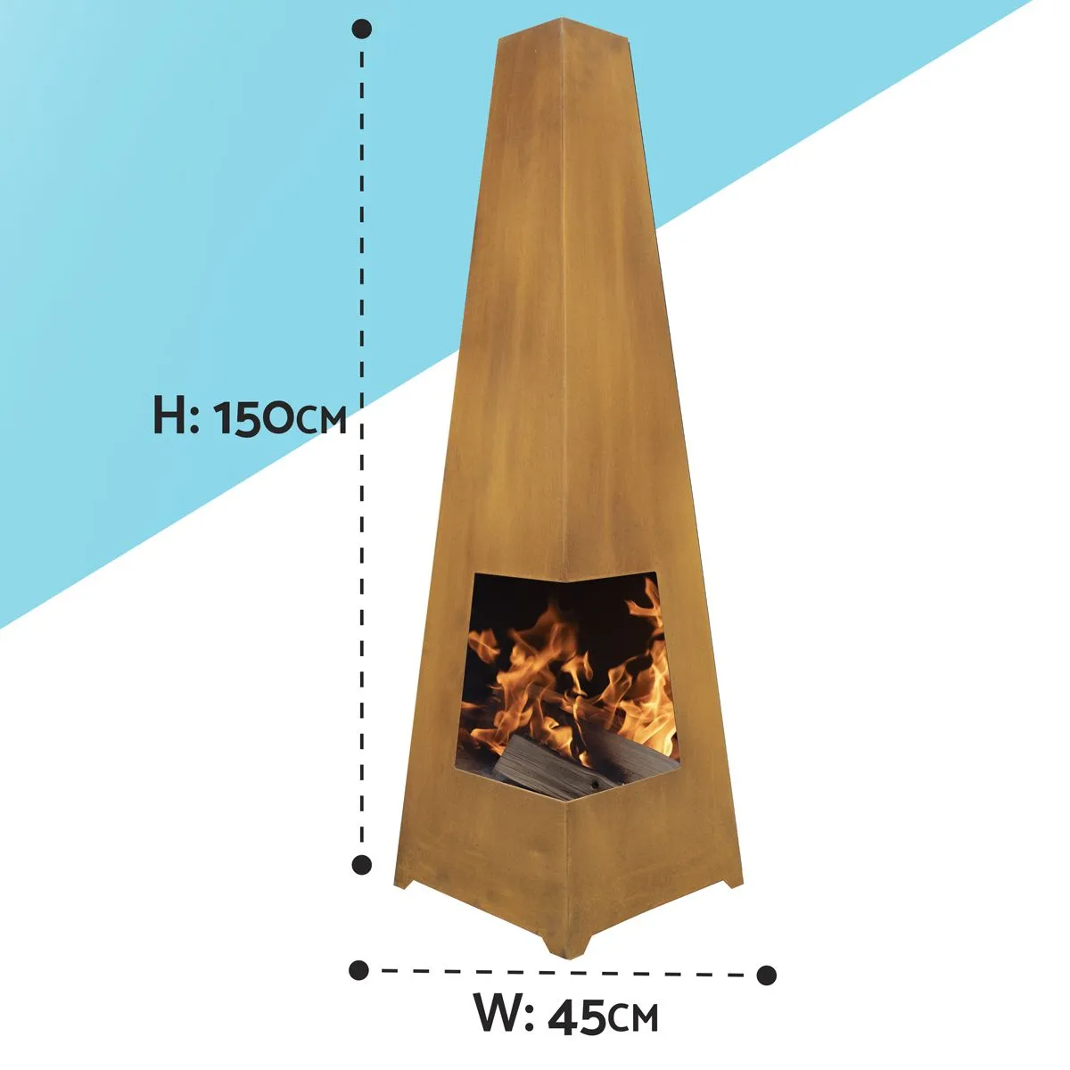 Dellonda DG106 Corten Steel Chiminea for Outdoor Use