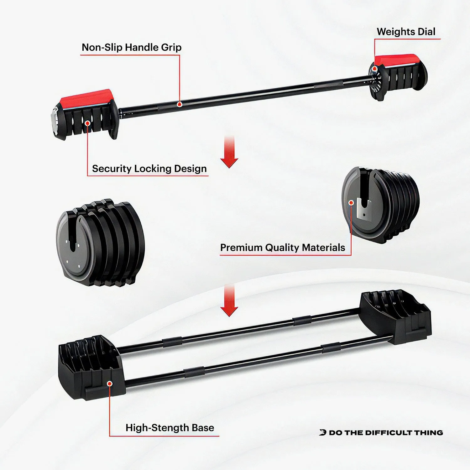 DMoose 90 lb Adjustable Dumbbell & Barbell Set