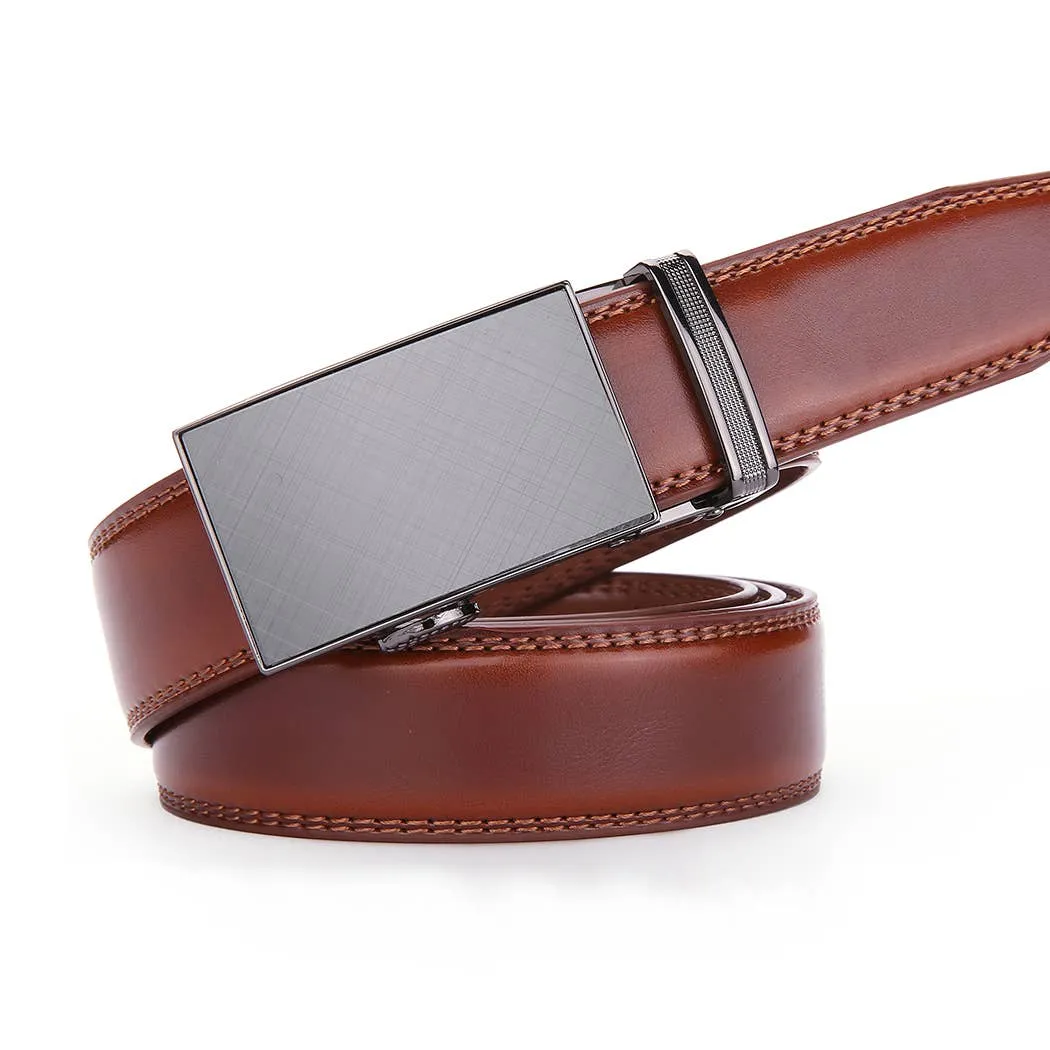 Etched Charcoal Leather Ratchet Belt