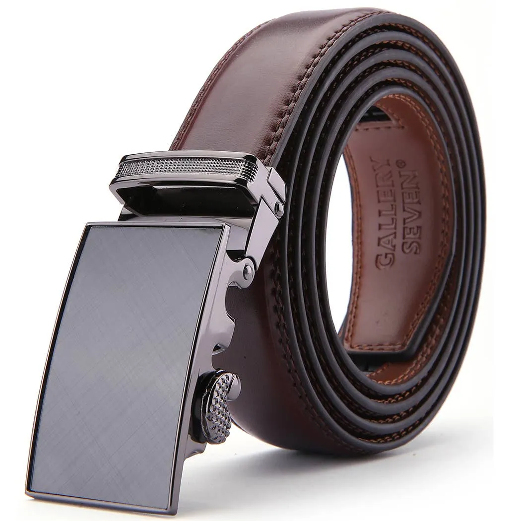 Etched Charcoal Leather Ratchet Belt