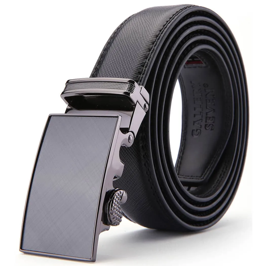 Etched Charcoal Leather Ratchet Belt