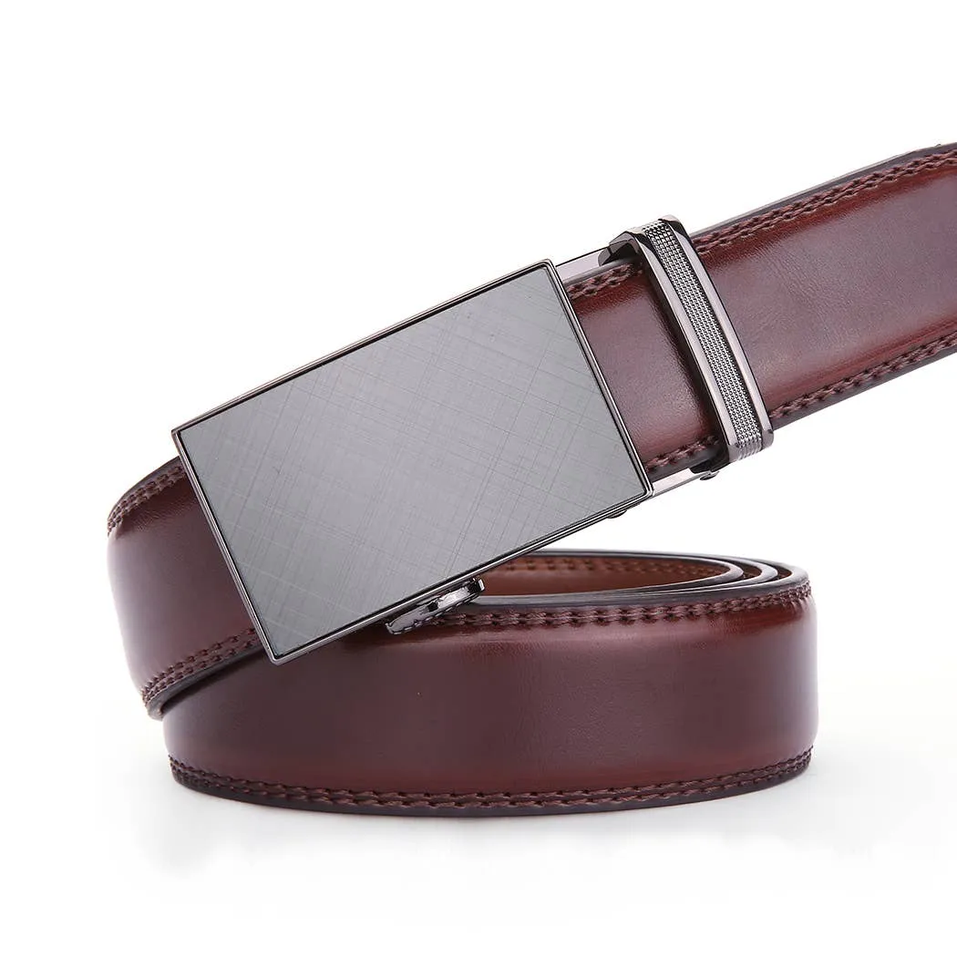 Etched Charcoal Leather Ratchet Belt