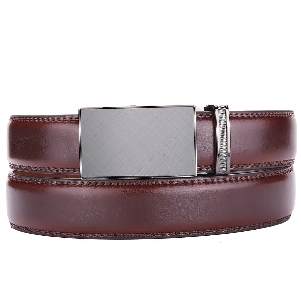 Etched Charcoal Leather Ratchet Belt