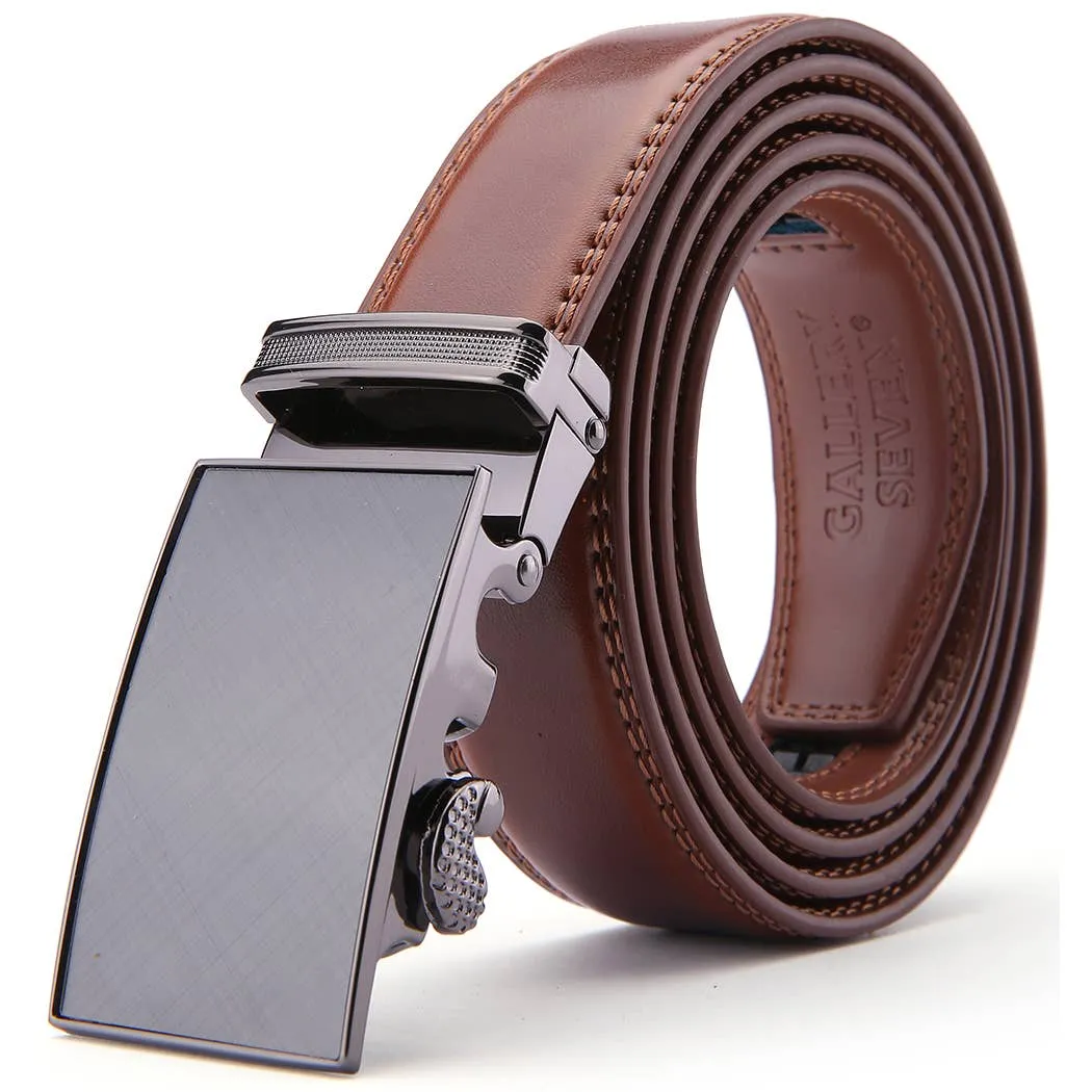 Etched Charcoal Leather Ratchet Belt