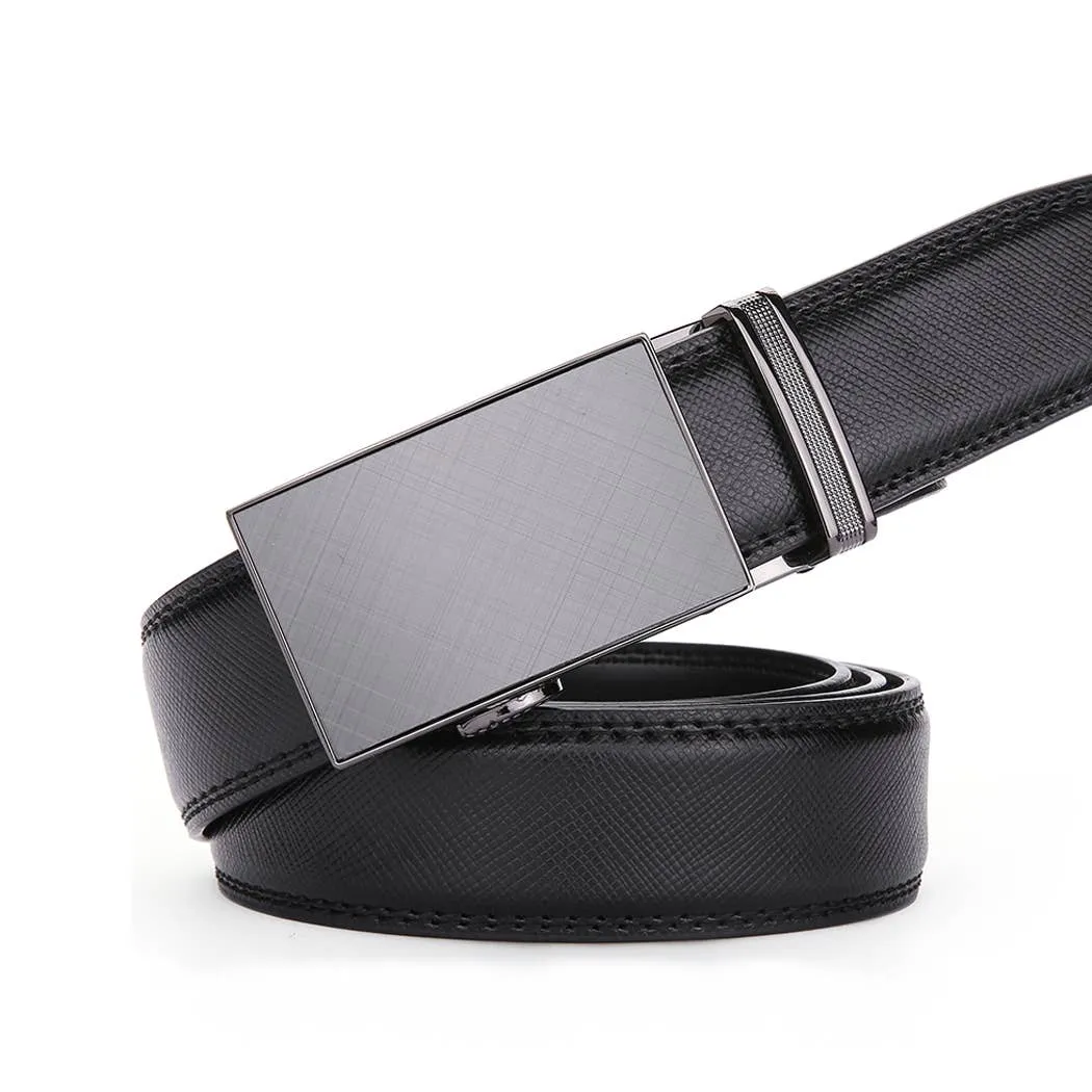 Etched Charcoal Leather Ratchet Belt