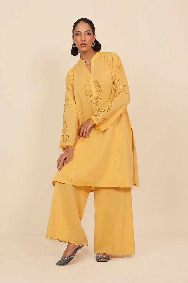 Floral Fringes Cutwork Suit