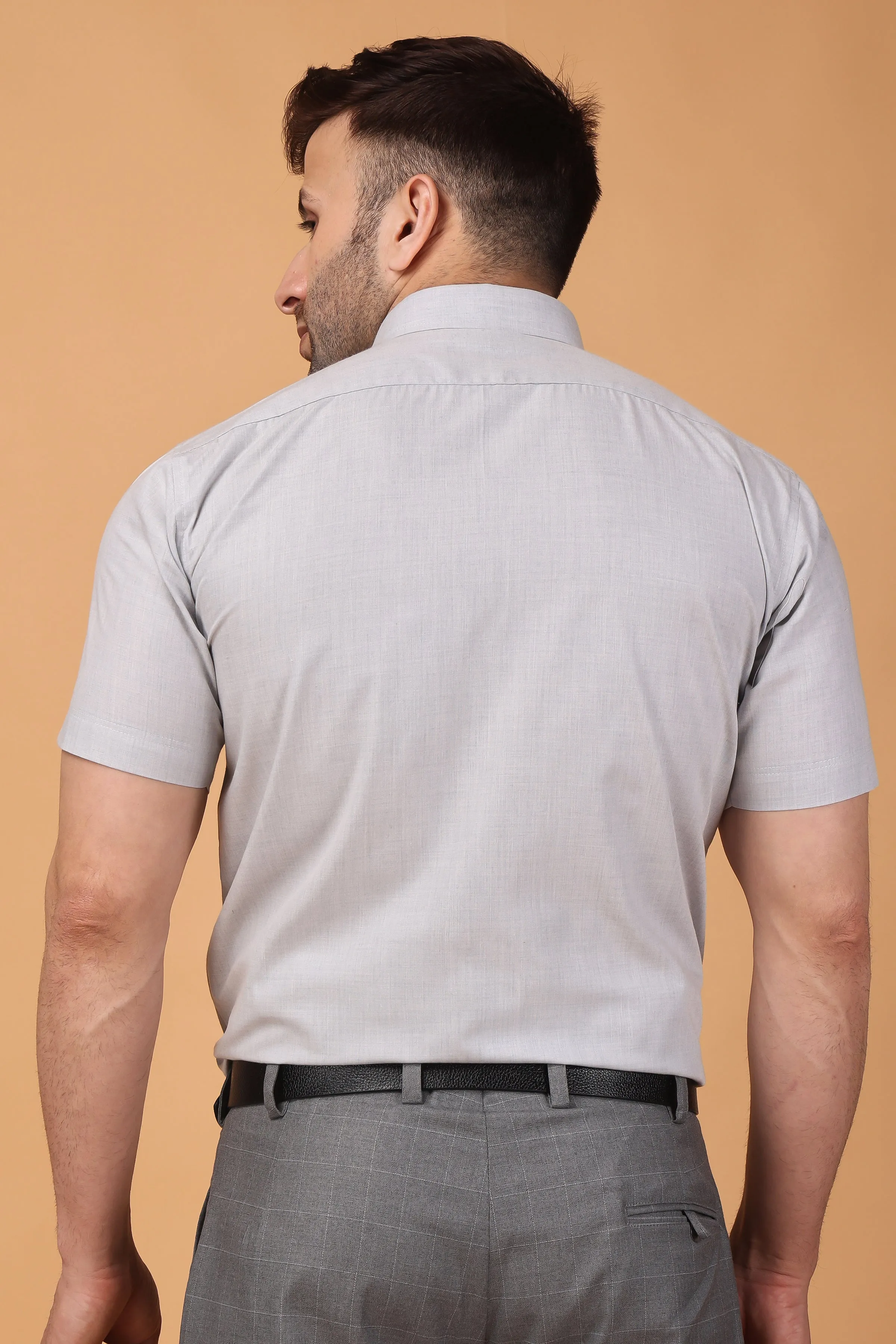 Grey Essential Solid Cotton Shirt