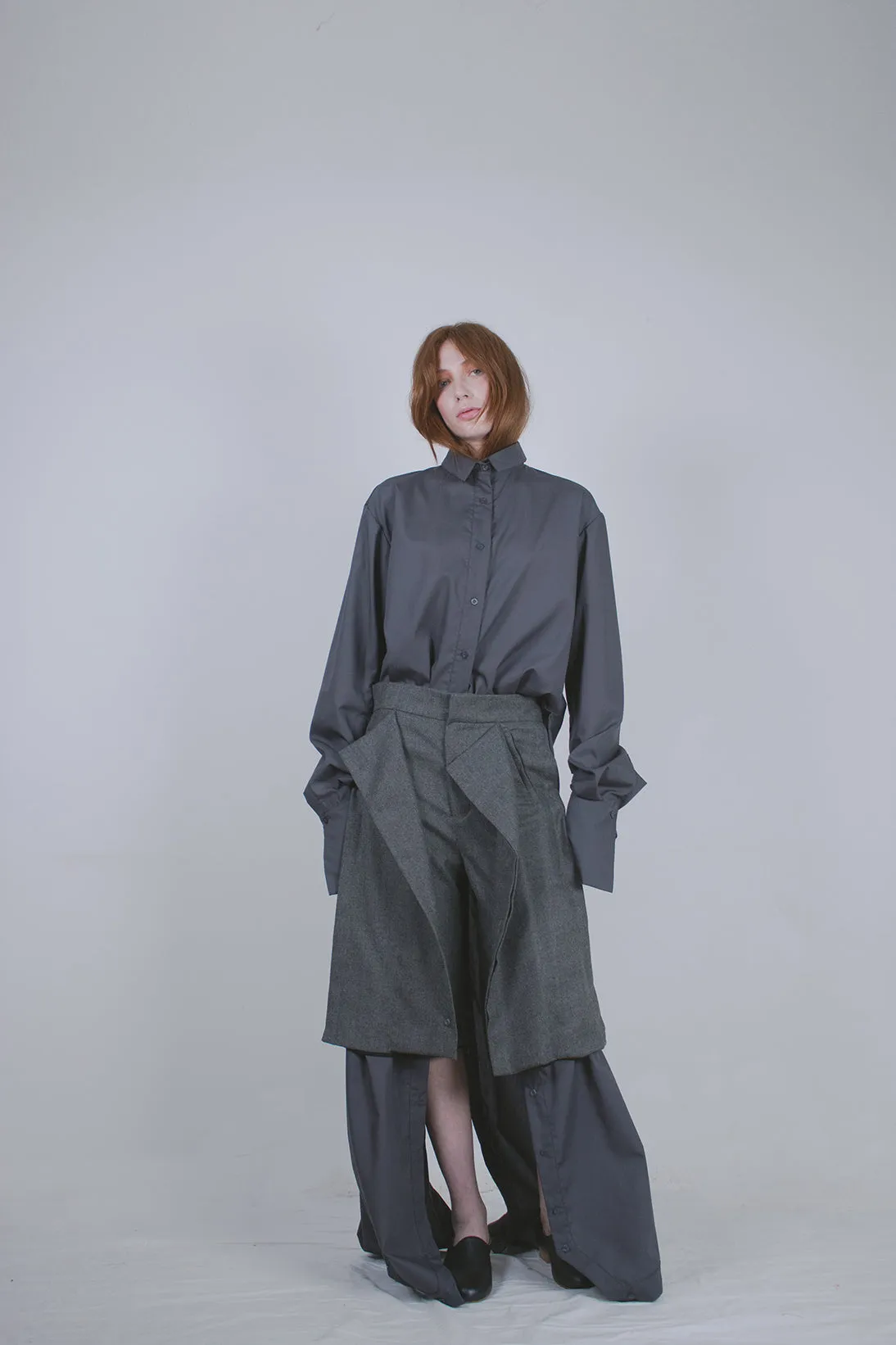 Grey Wool Buttoned Culottes