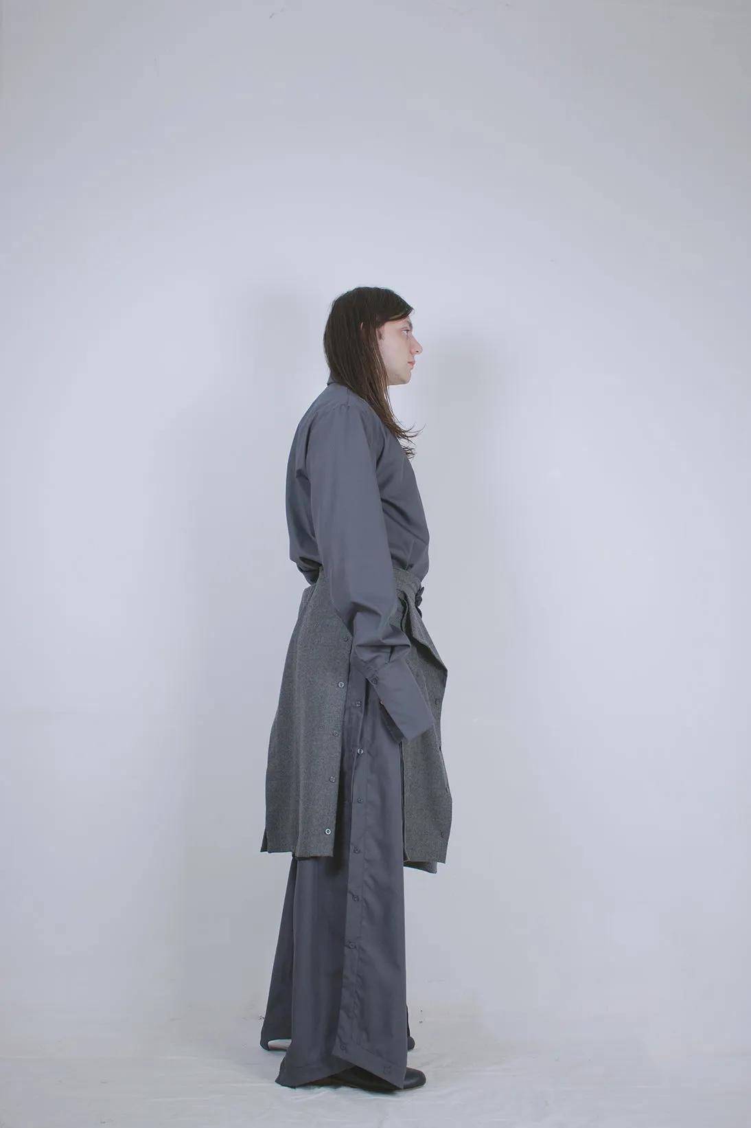 Grey Wool Buttoned Culottes