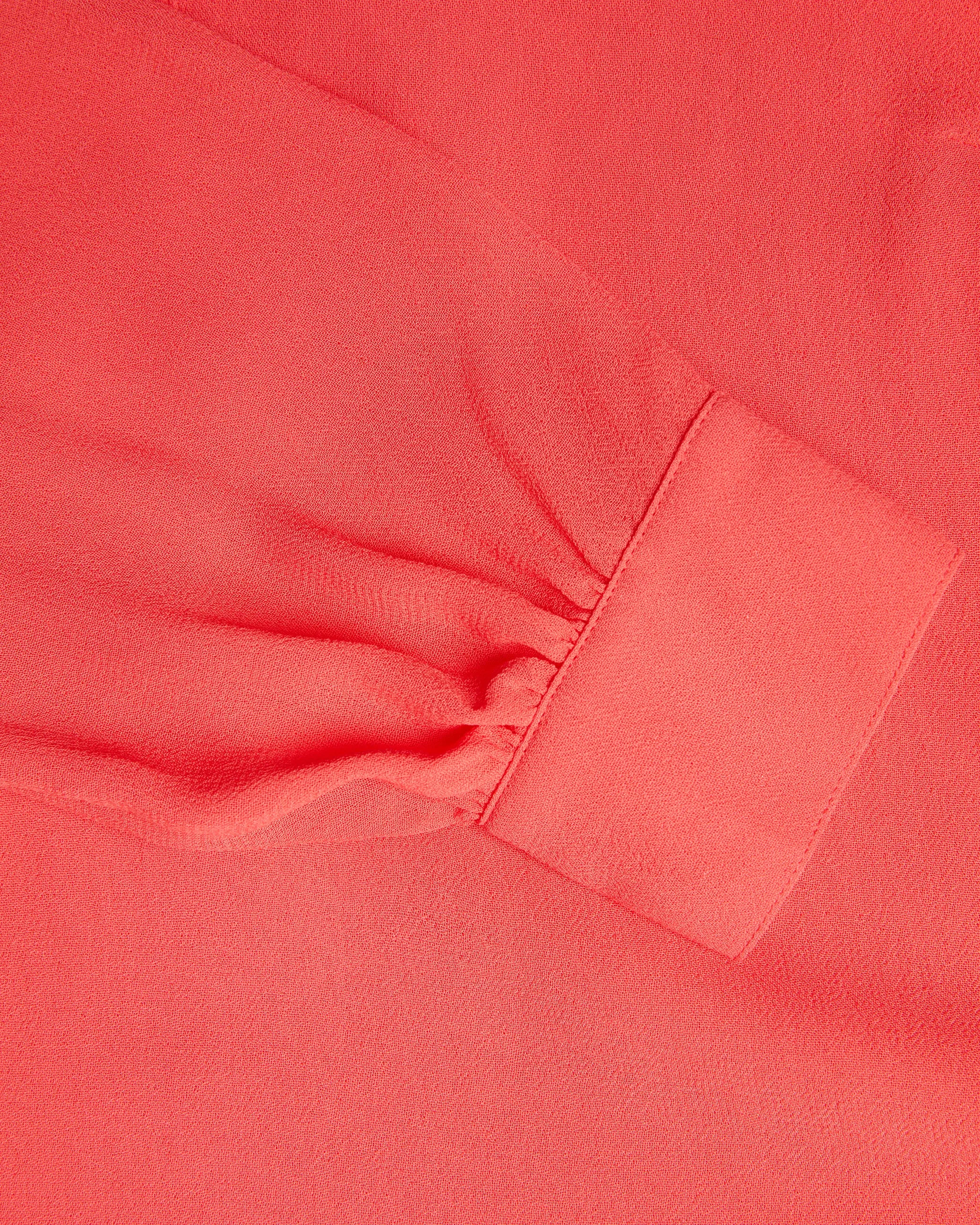 Hendra Stand Collar Blouse With Half Placket Coral