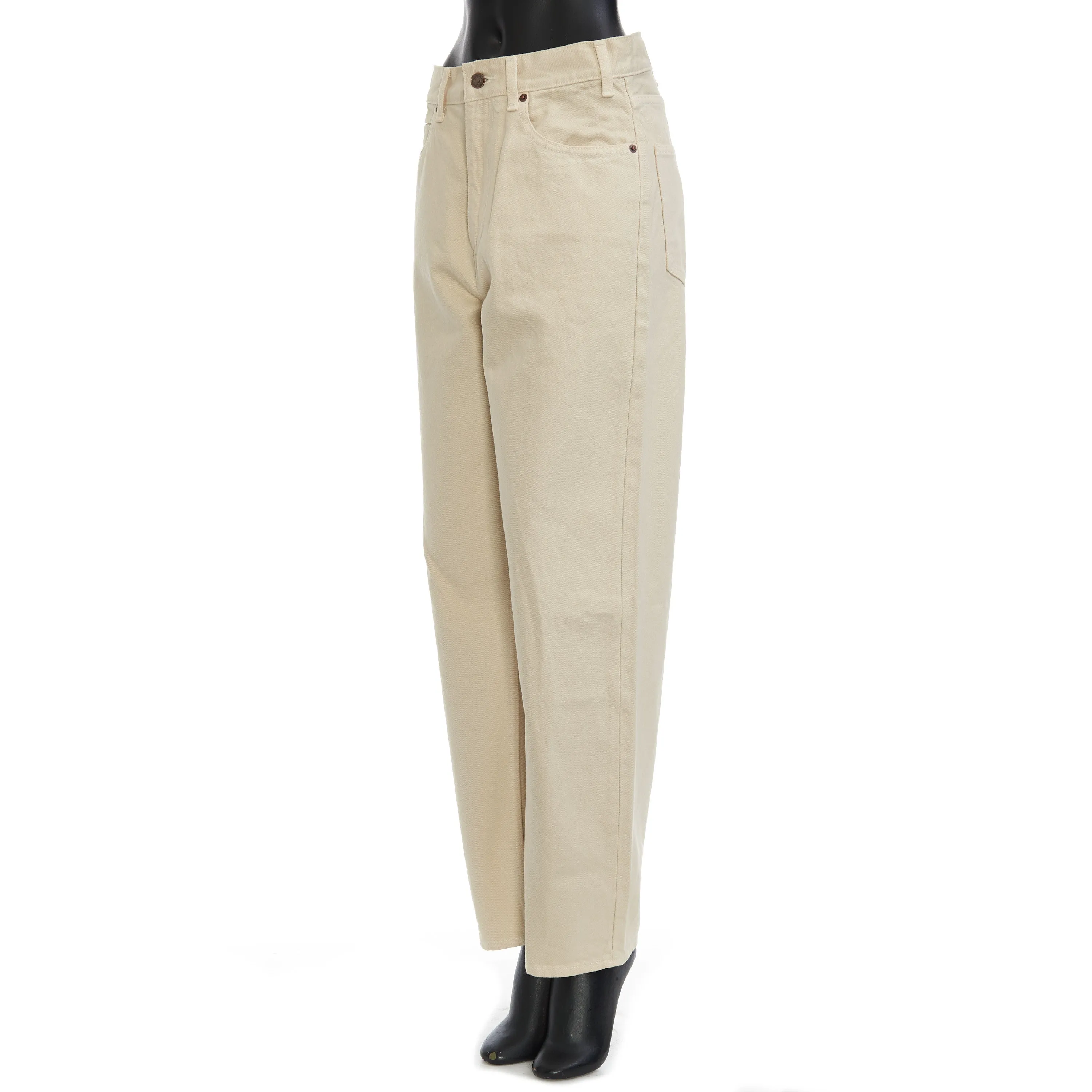 High Waisted Margaret Jeans In Cream Wash Cotton