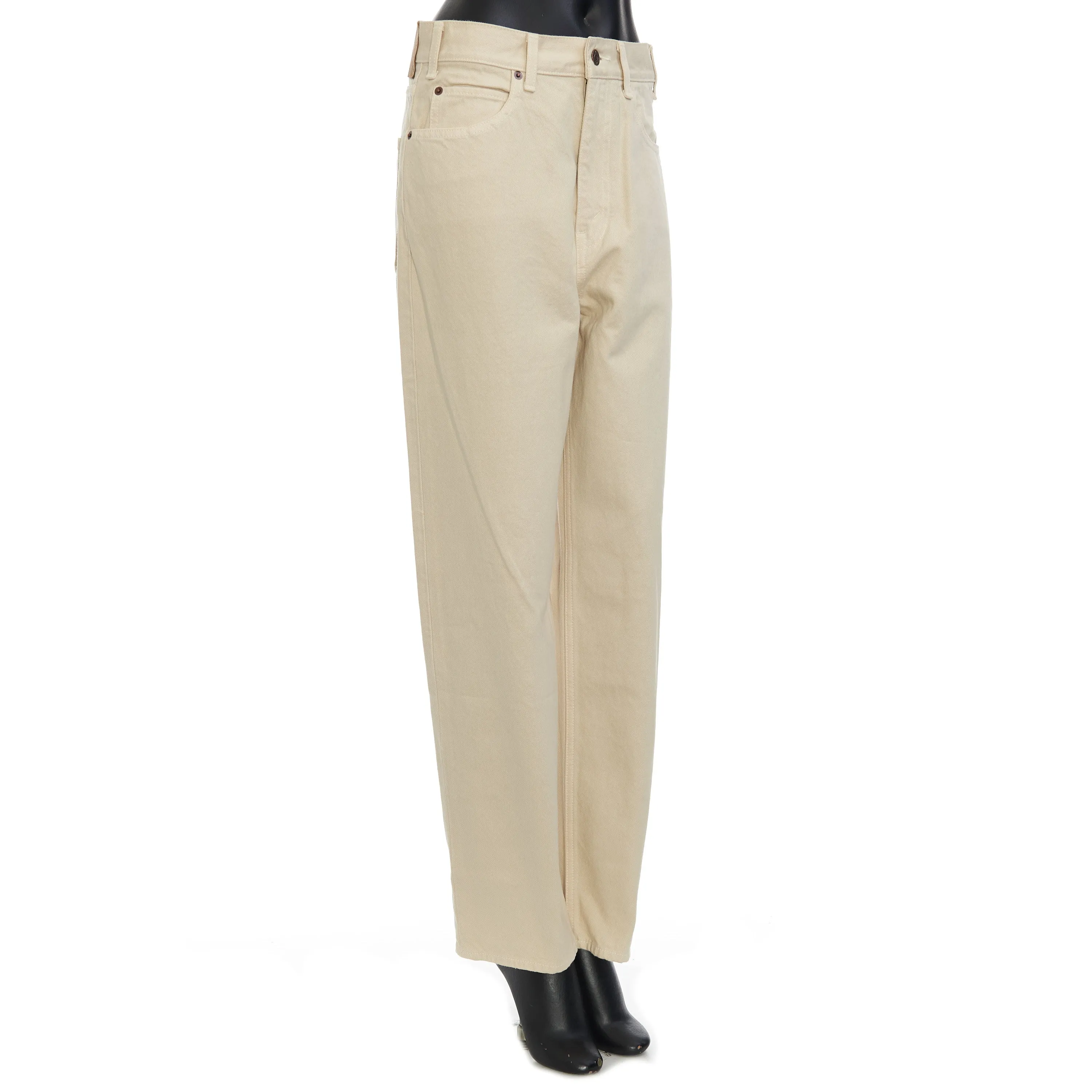 High Waisted Margaret Jeans In Cream Wash Cotton