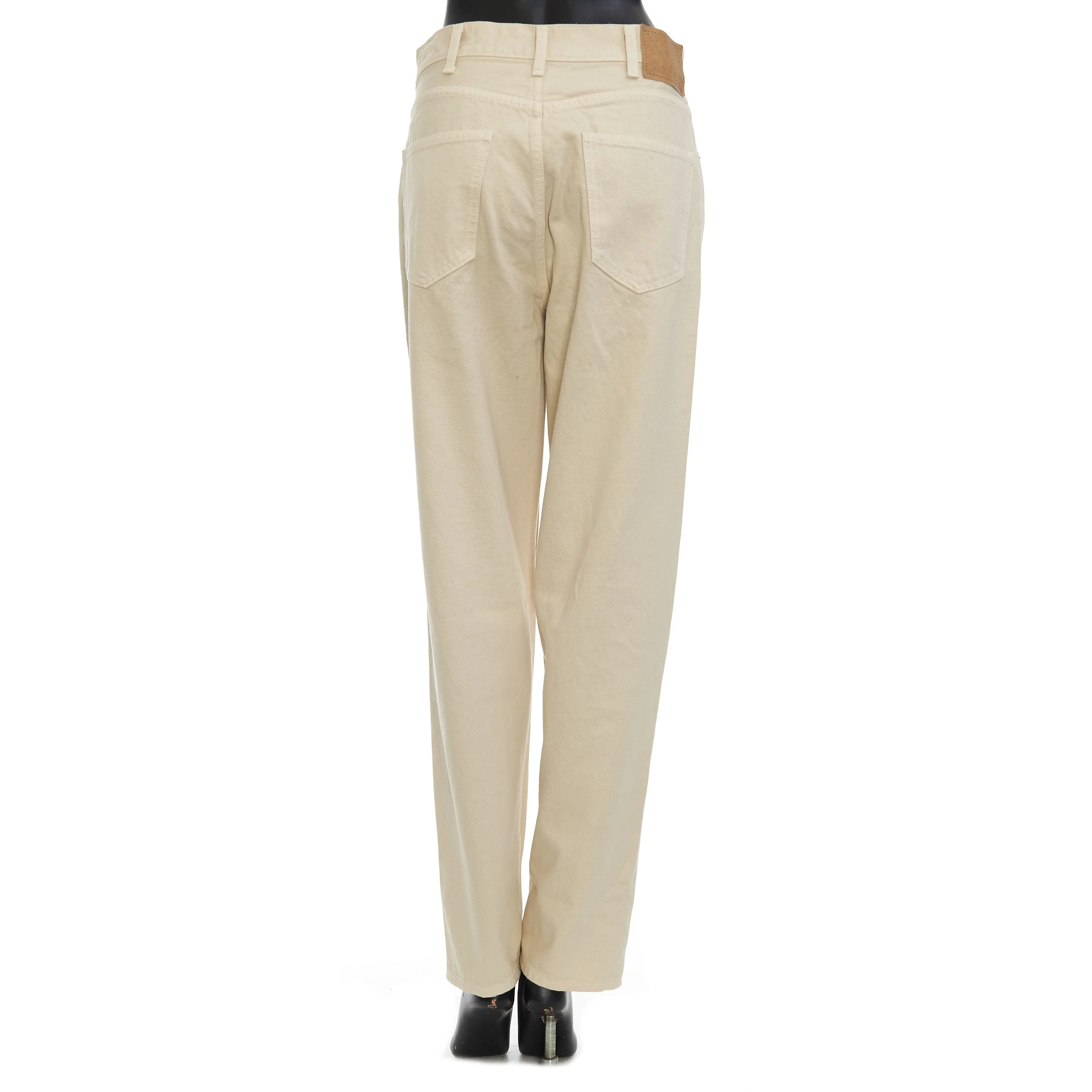 High Waisted Margaret Jeans In Cream Wash Cotton