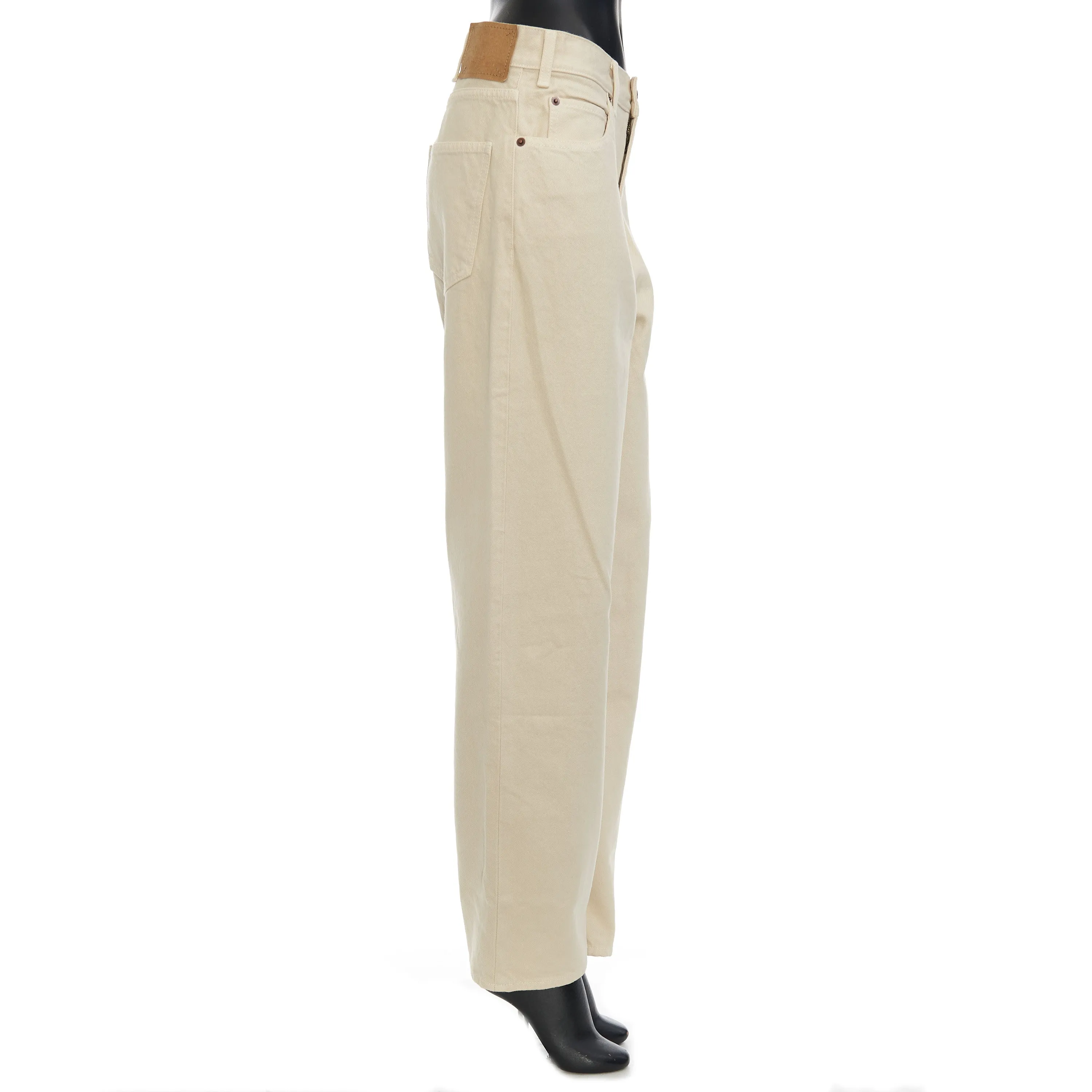 High Waisted Margaret Jeans In Cream Wash Cotton