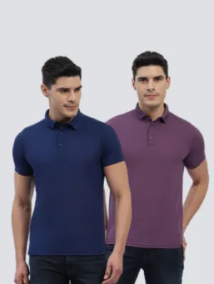 Hummel Swift Sports Polo Collar Tshirt Pack Of 2(Blue/Lavender)