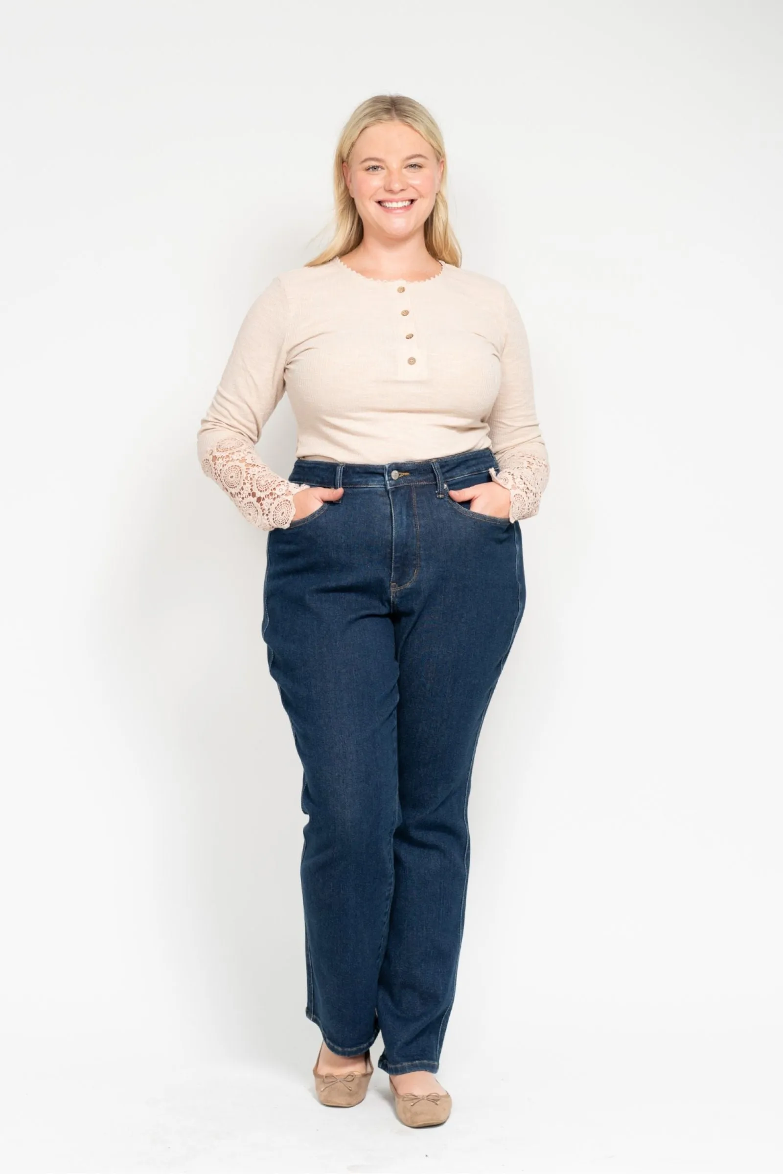 Judy Blue Reg/Plus High Waist Tummy Control Classic Straight Jeans