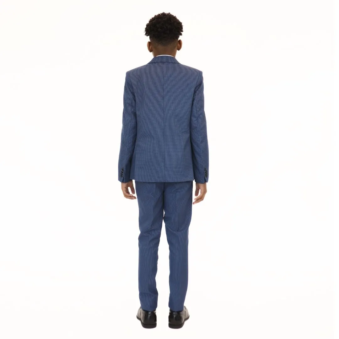 Leo & Zachary Boys Slim Ink/Sky Birdseye Suit_Blue 5825