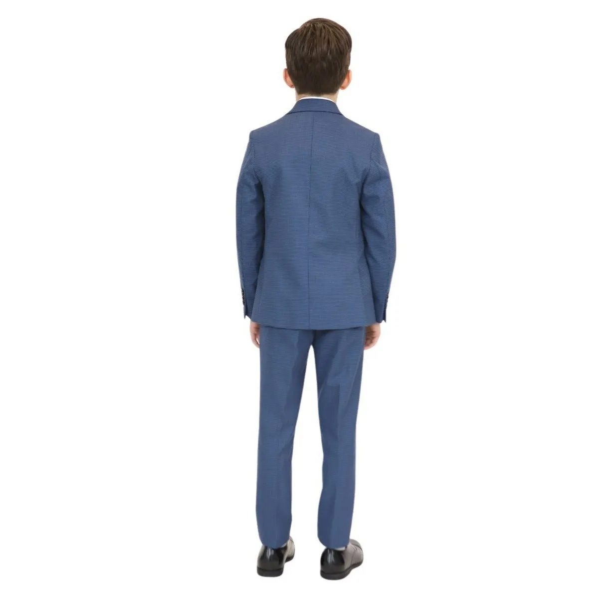 Leo & Zachary Boys Slim Ink/Sky Birdseye Suit_Blue 5825