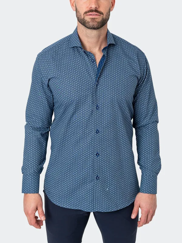 Maceoo Stretch Shirt | Einstein Tonaltriangles Blue