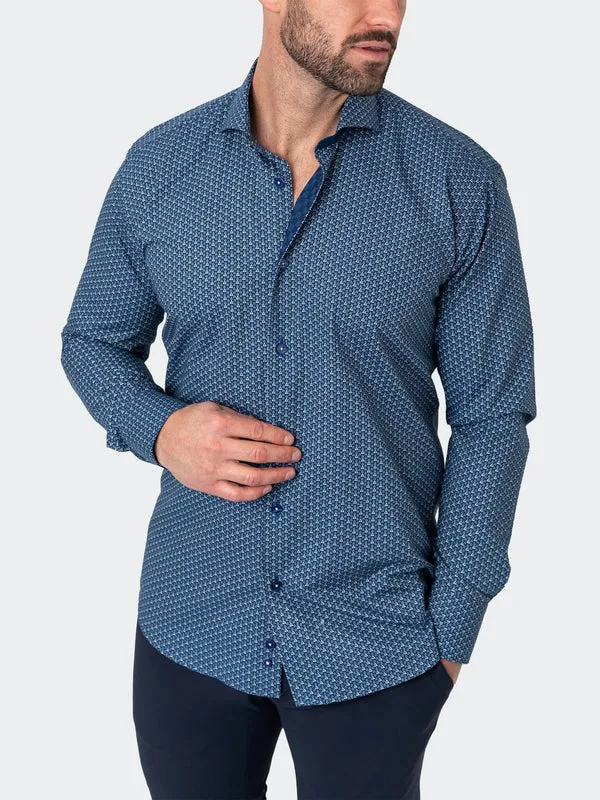 Maceoo Stretch Shirt | Einstein Tonaltriangles Blue