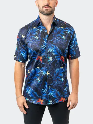 Maceoo Stretch Short-Sleeve Shirt | Galileo ButterflyPalm Black