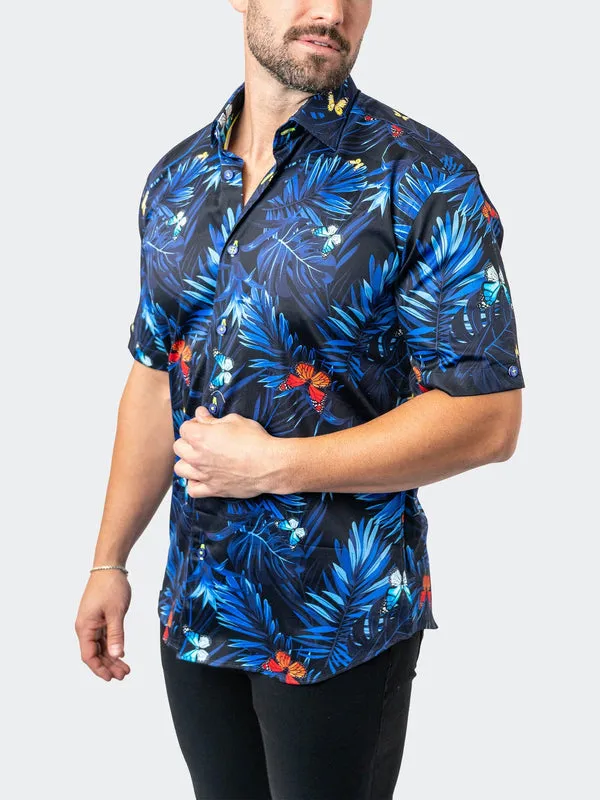 Maceoo Stretch Short-Sleeve Shirt | Galileo ButterflyPalm Black