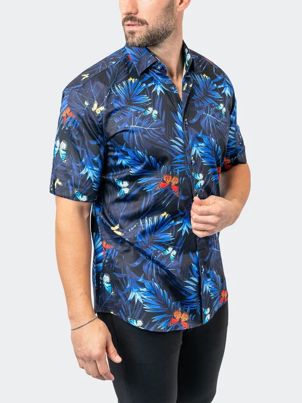 Maceoo Stretch Short-Sleeve Shirt | Galileo ButterflyPalm Black