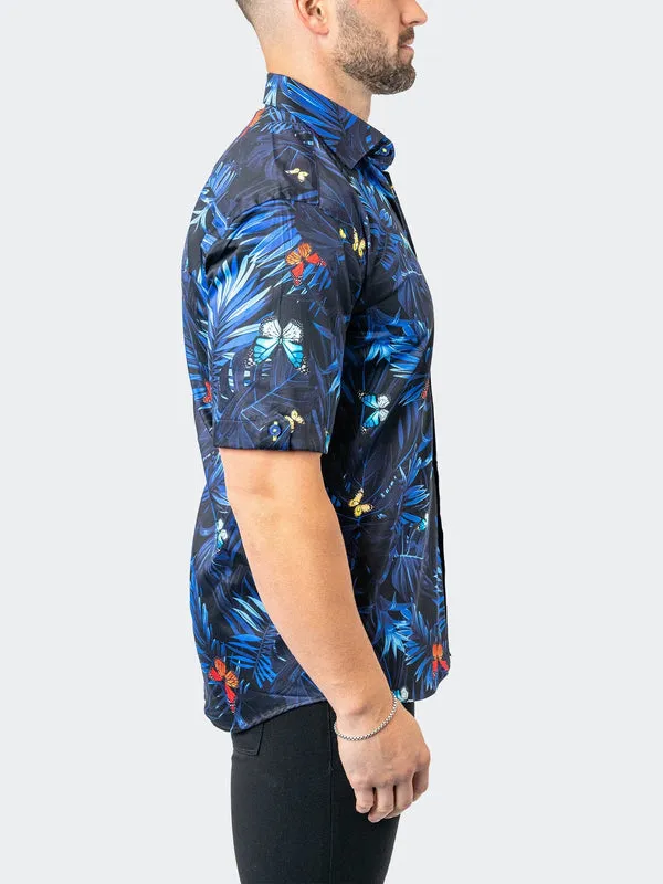 Maceoo Stretch Short-Sleeve Shirt | Galileo ButterflyPalm Black