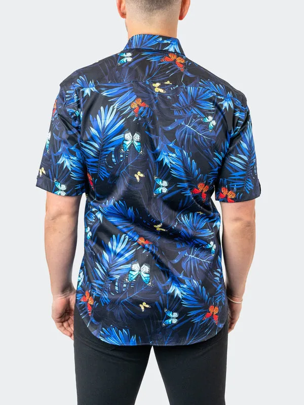 Maceoo Stretch Short-Sleeve Shirt | Galileo ButterflyPalm Black