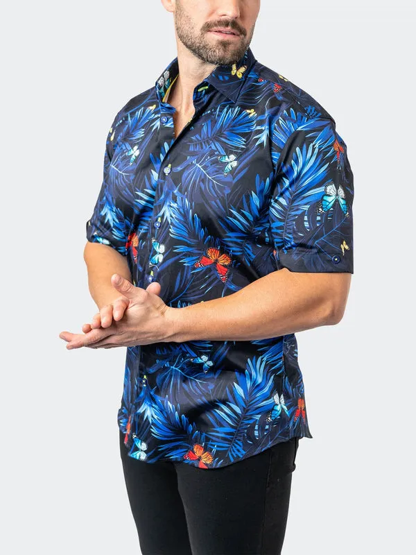 Maceoo Stretch Short-Sleeve Shirt | Galileo ButterflyPalm Black